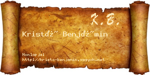 Kristó Benjámin névjegykártya